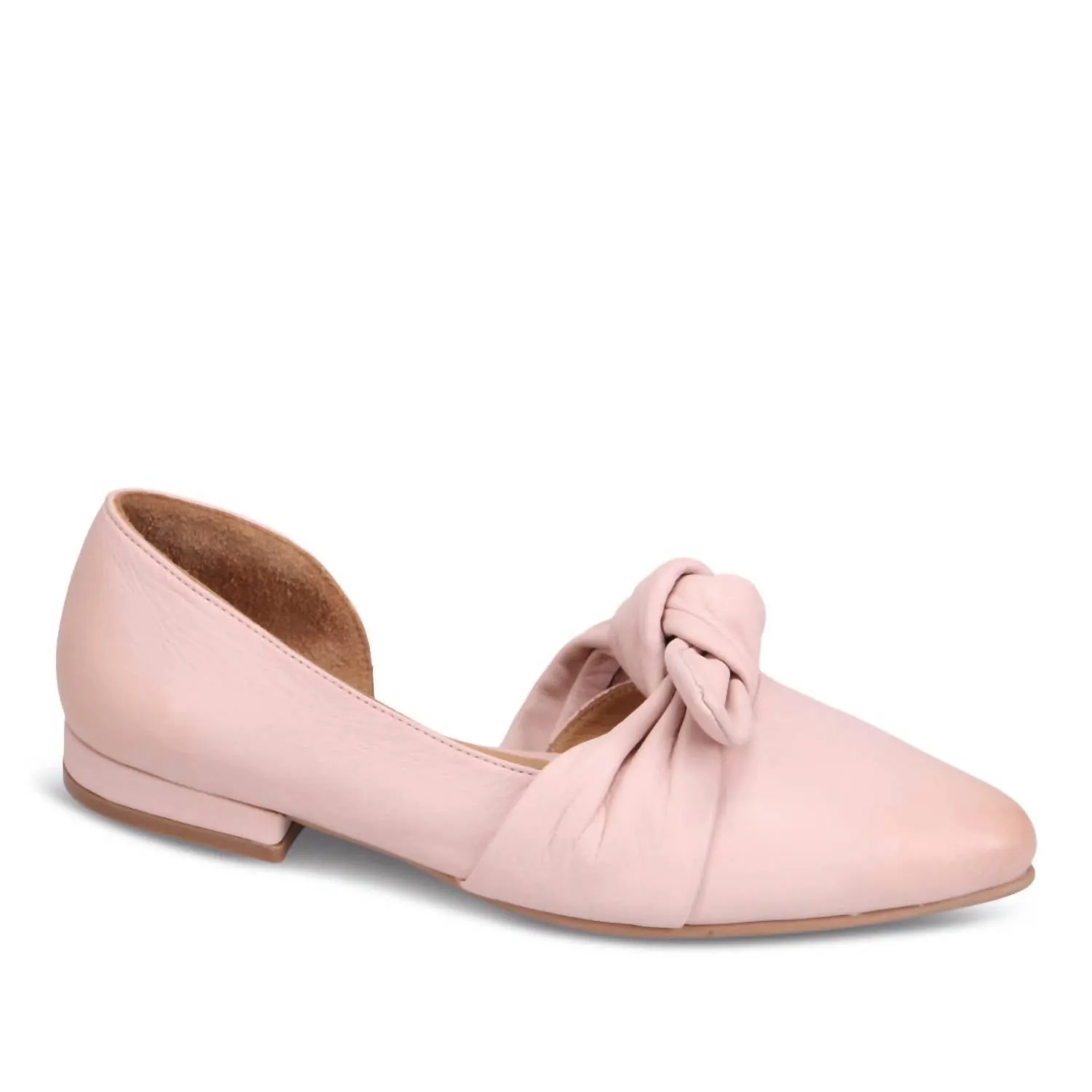 Women's Smooth Leather Flat Shoes In Pale Pink