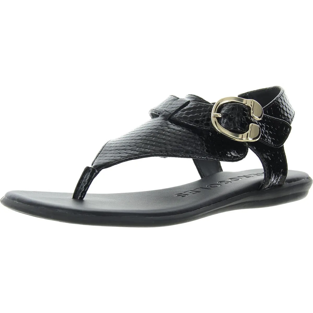 Womens Snake Print Faux Leather Ankle Strap