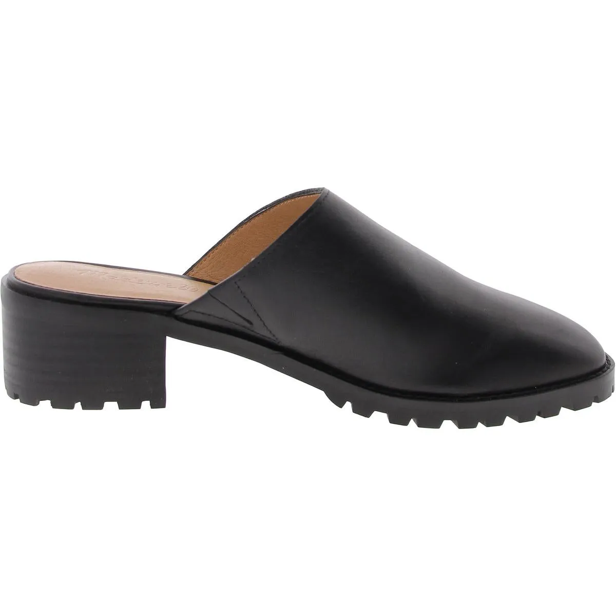 Womens Solid Leather Mules