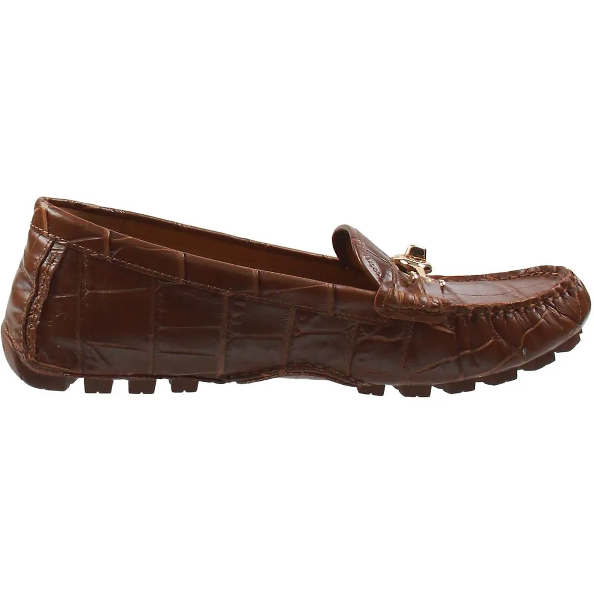 Womens Textured Embellished Moccasins