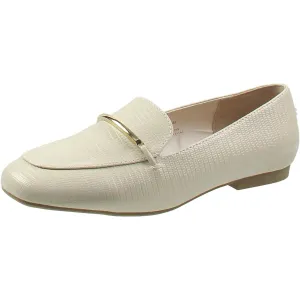 Womens Textured Faux Leather Loafers
