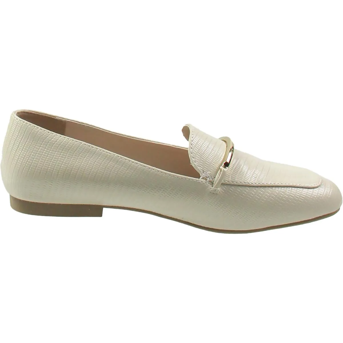 Womens Textured Faux Leather Loafers