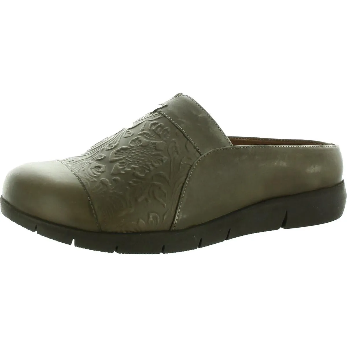 Womens Textured Leather Mules