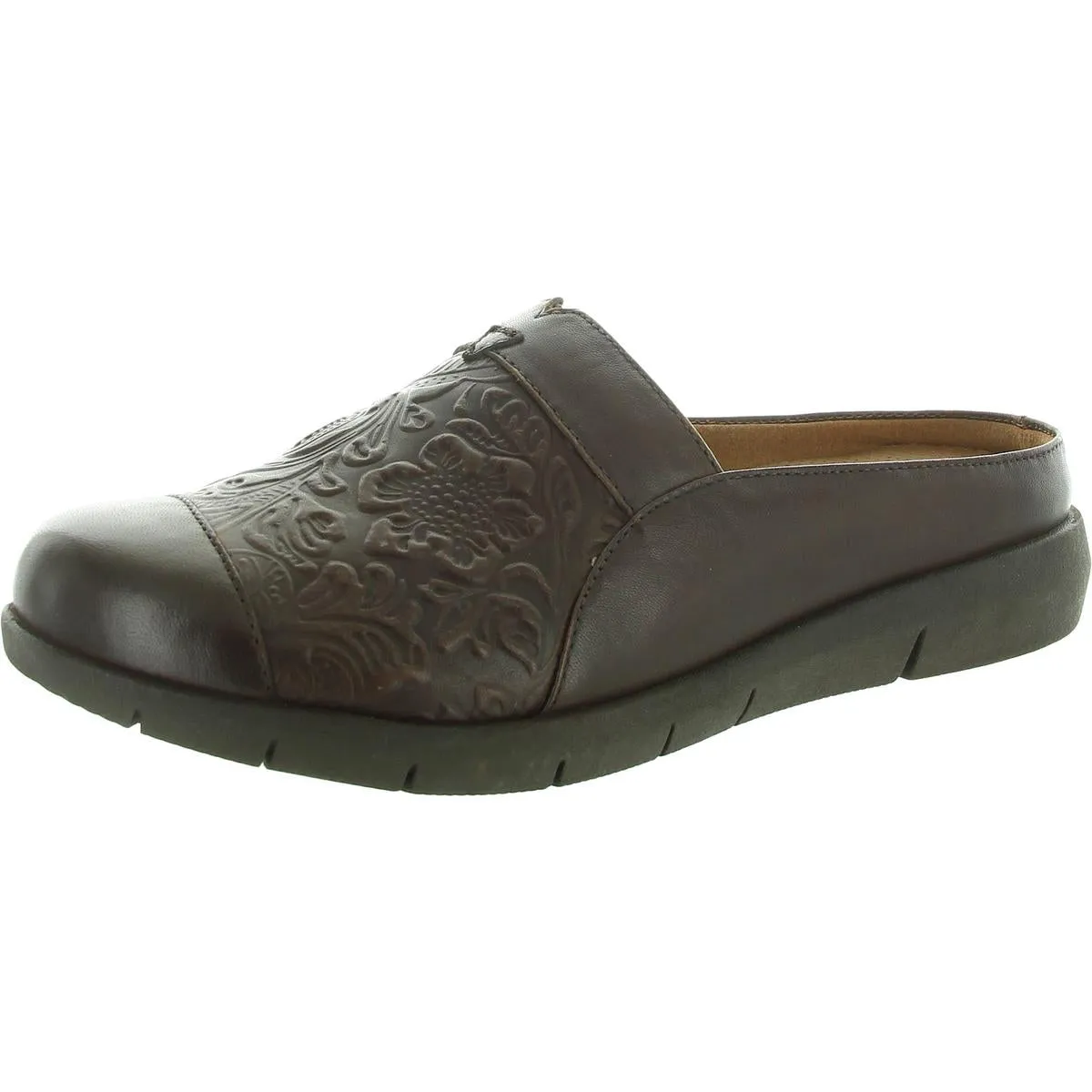Womens Textured Leather Mules