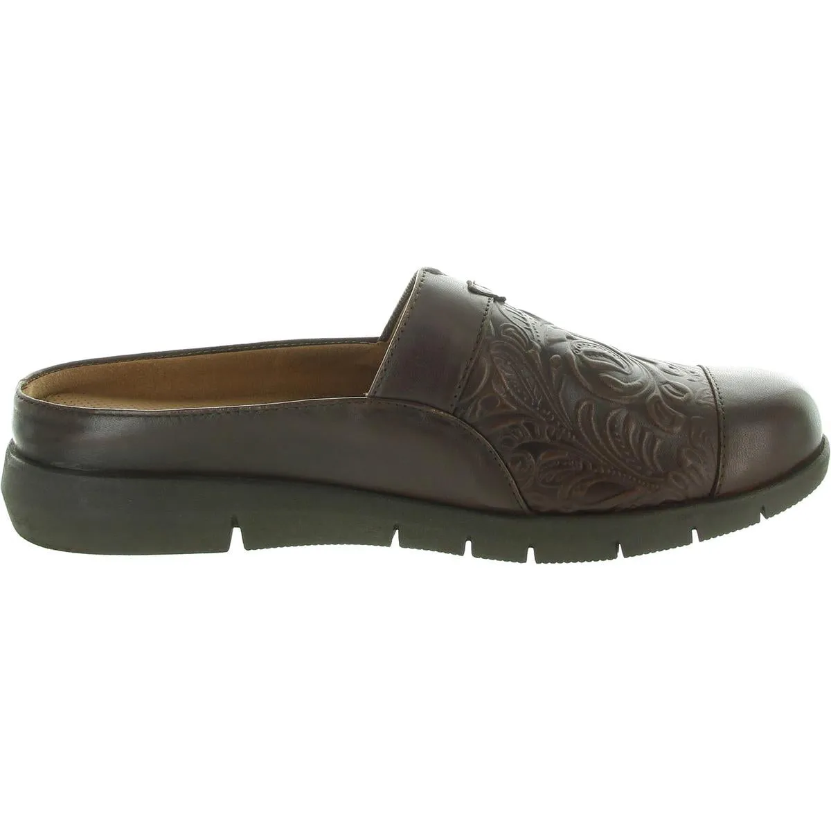 Womens Textured Leather Mules