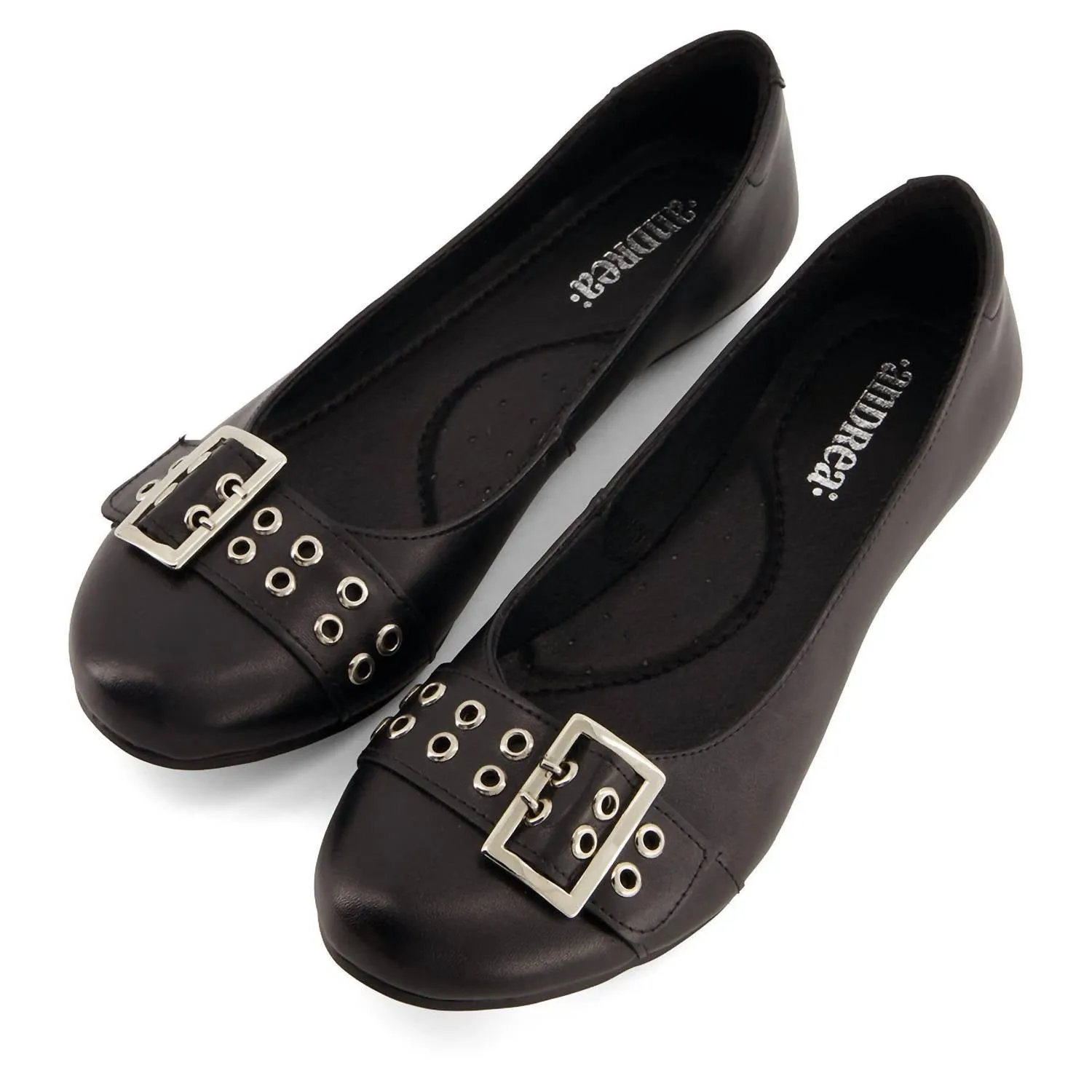 Women's Wide Buckle Ballerinas In Black